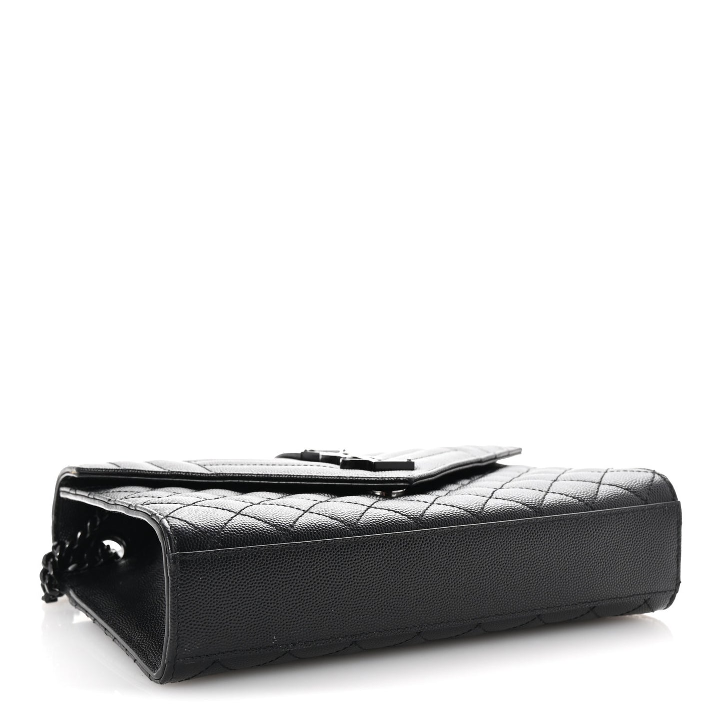 Grain De Poudre Textured Mixed Matelasse Triquilt Medium Monogram Monochrome Satchel Black