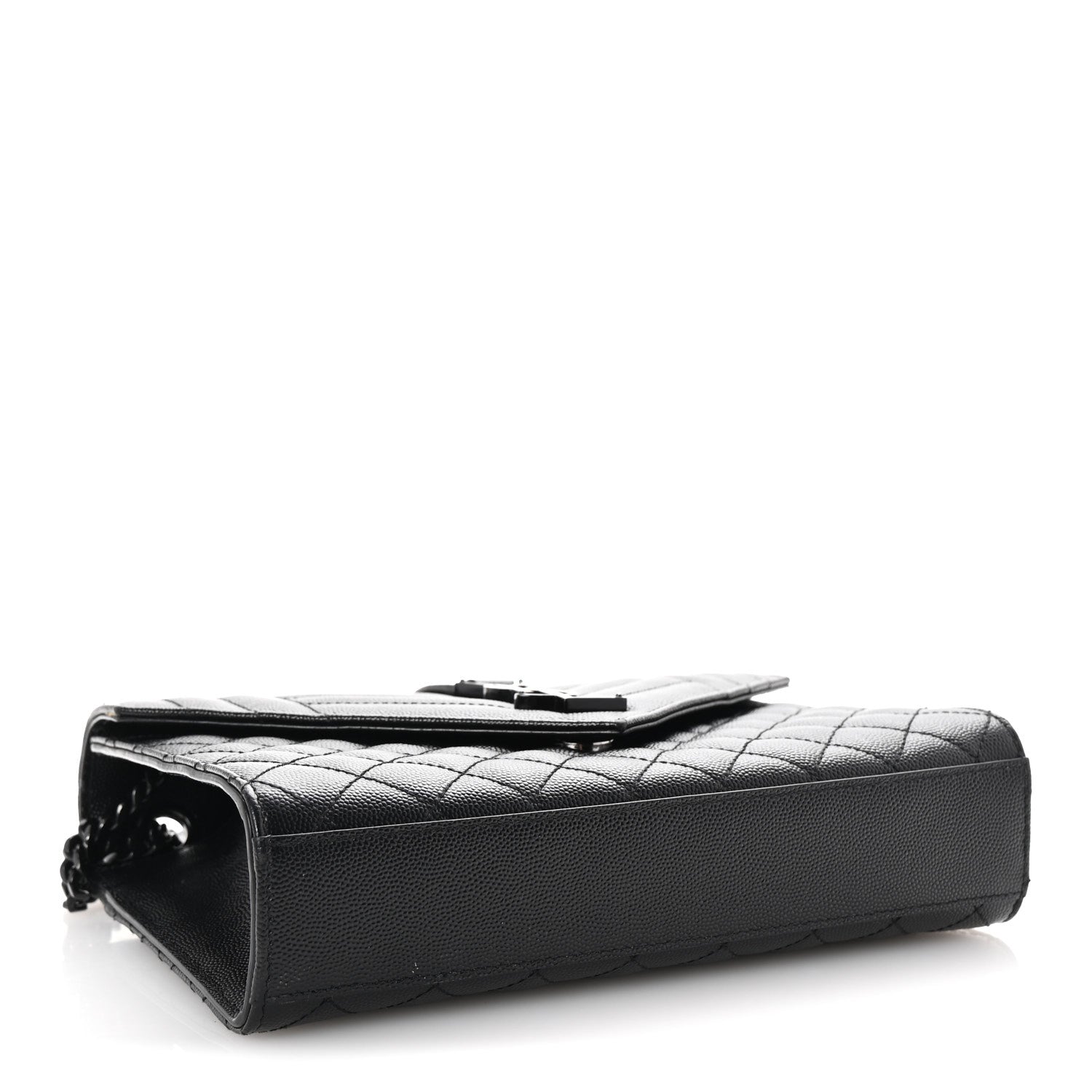 Saint Laurent Grain De Poudre Textured Mixed Matelasse Triquilt Medium Monogram Monochrome Satchel Black 4 of 10