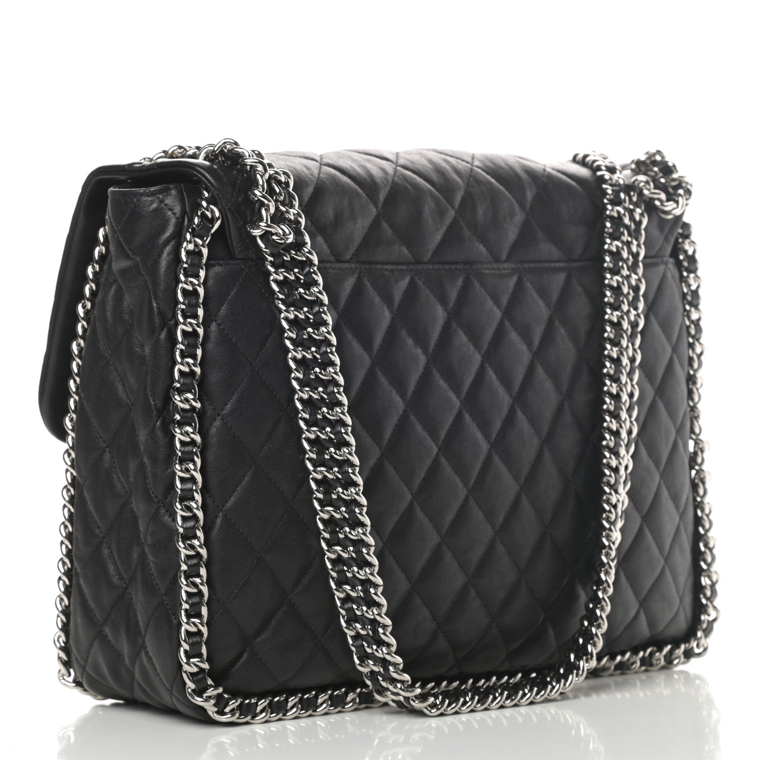 Chanel Washed Lambskin Quilted Maxi Chain Around Flap Black 3 of 11