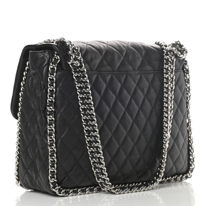 Chanel Washed Lambskin Quilted Maxi Chain Around Flap Black 3 of 11