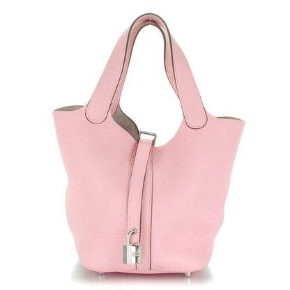 Hermes Taurillon Clemence Picotin Lock 18 PM Rose Sakura 1 of 7