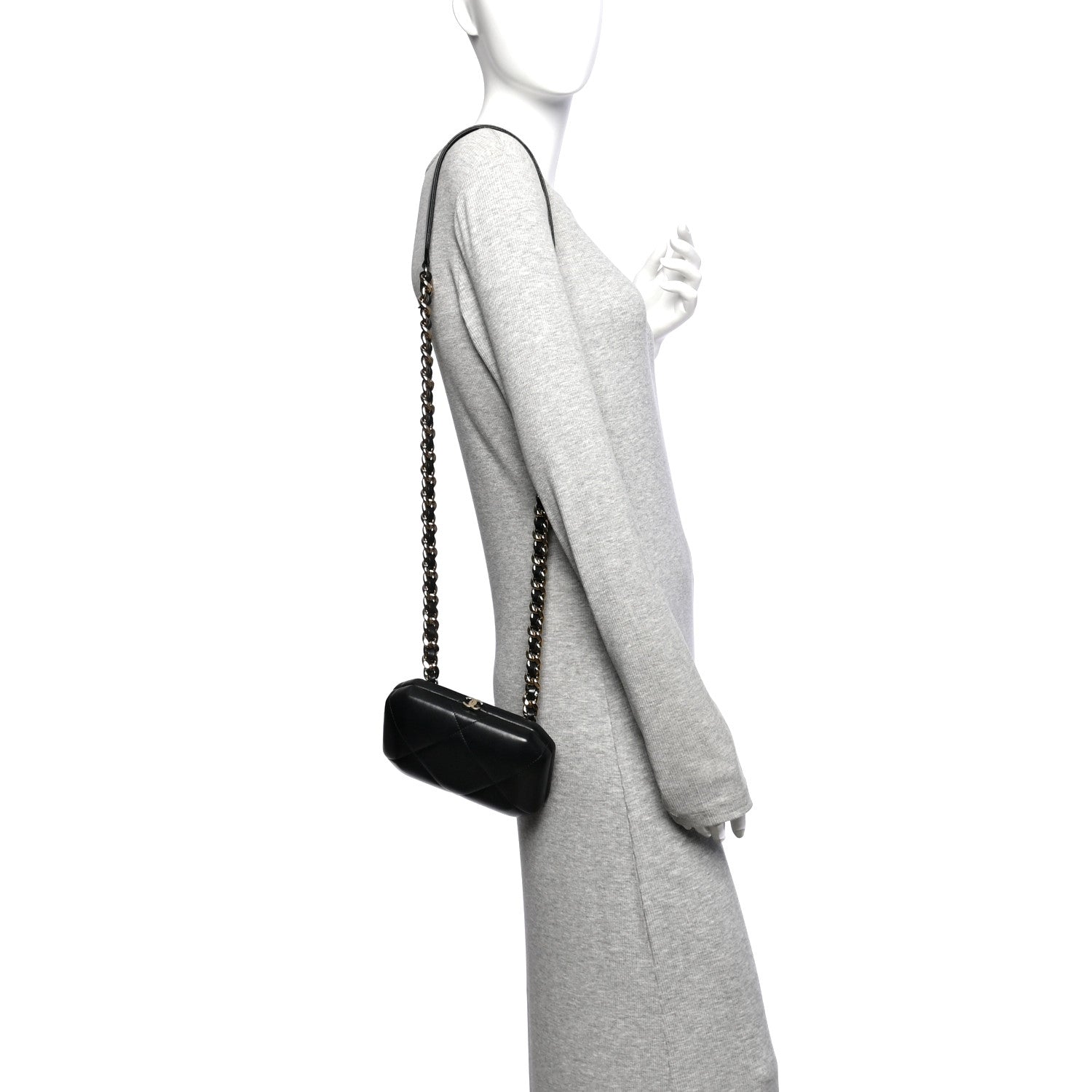 Chanel Lambskin Quilted Clutch With Chain Black 2 of 12