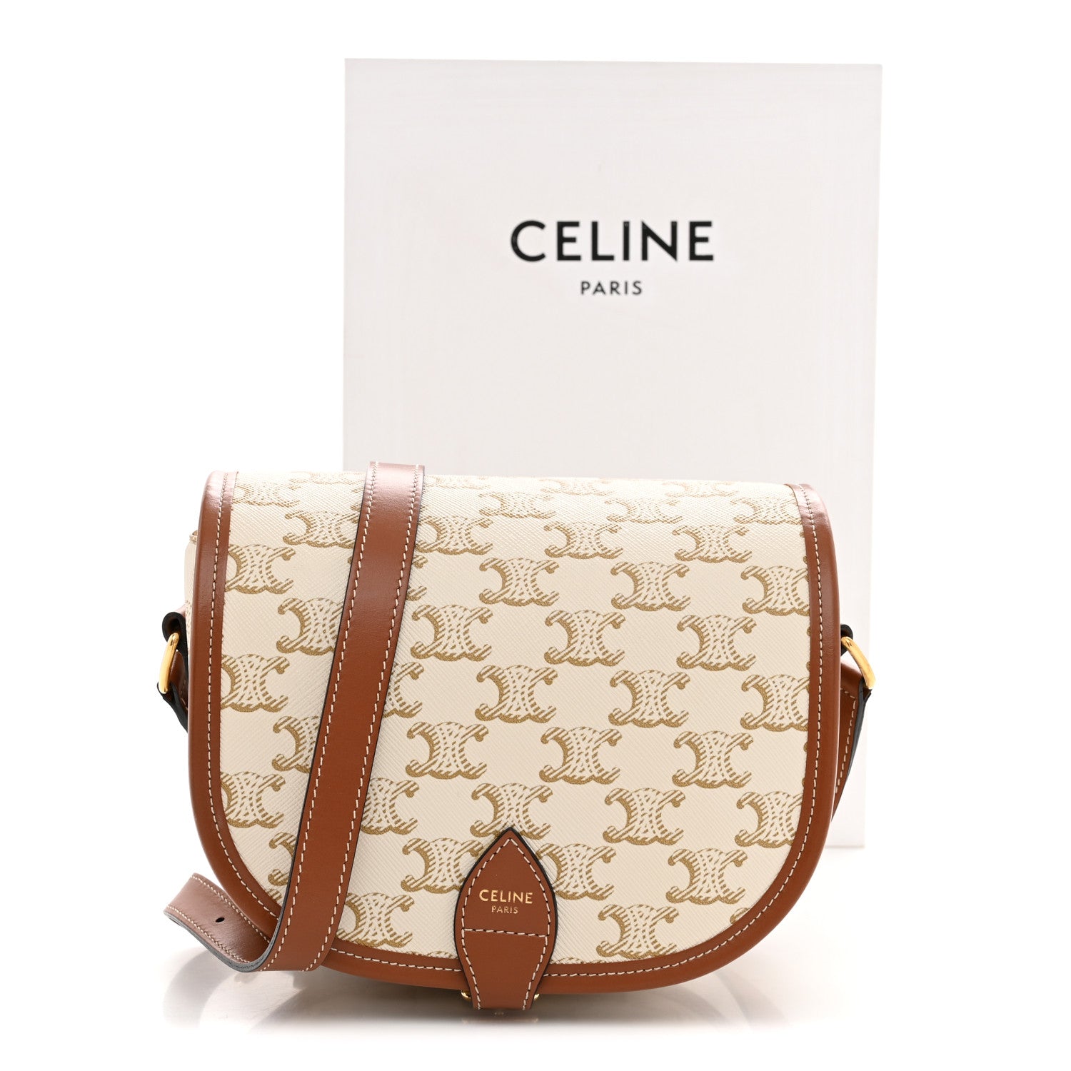 Celine Triomphe Canvas Medium Folco Bag White 11 of 11