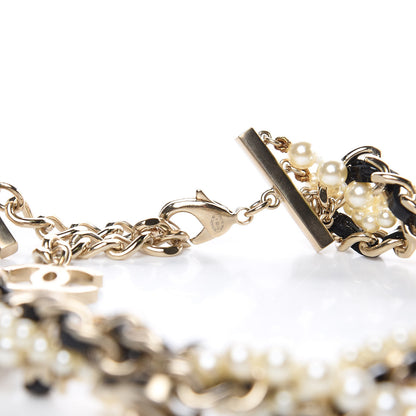 Chanel Pearl CC Chain Choker Necklace Black Gold 4 of 5