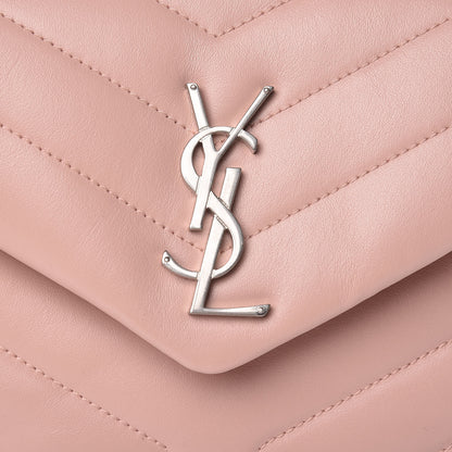 Saint Laurent Calfskin Y Quilted Monogram Small Loulou Chain Satchel Rose Antic 8 of 10