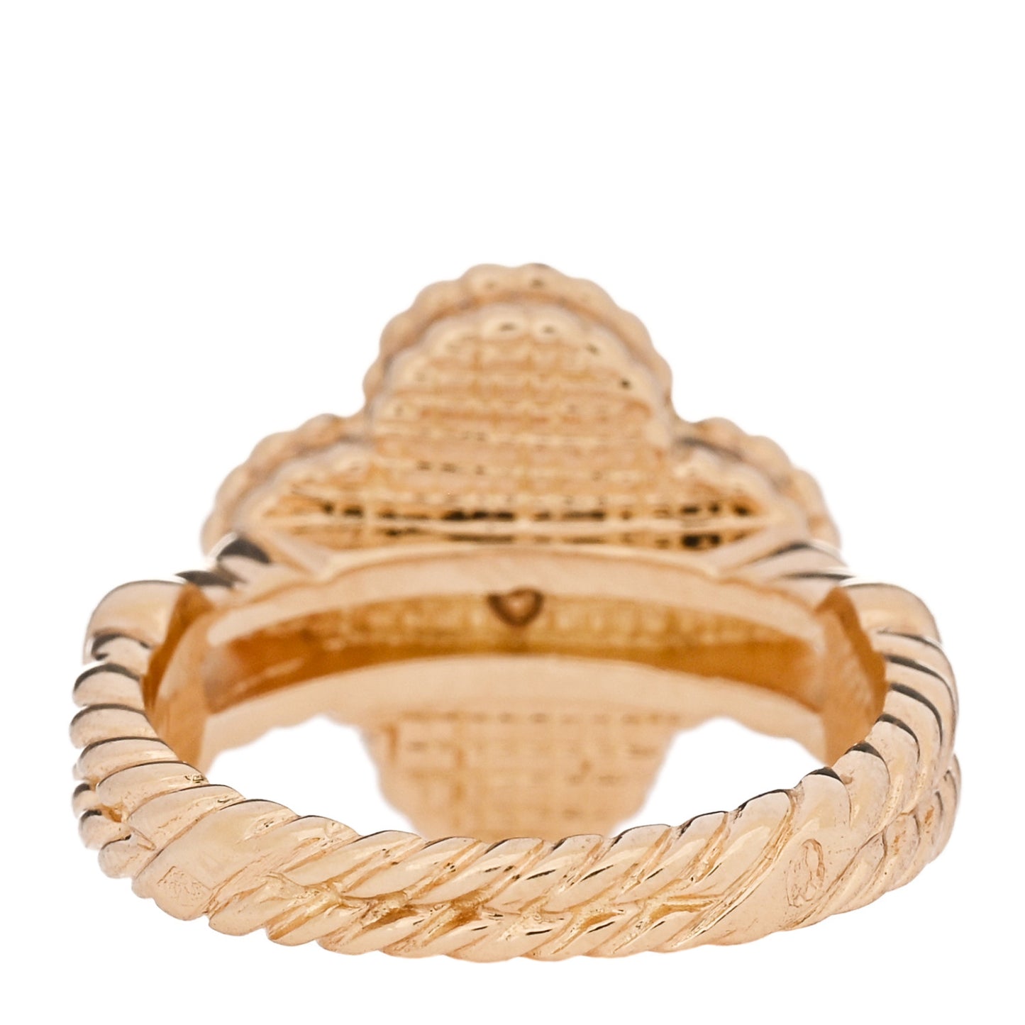 18K Yellow Gold Diamond Mother of Pearl Vintage Alhambra Ring 52 6