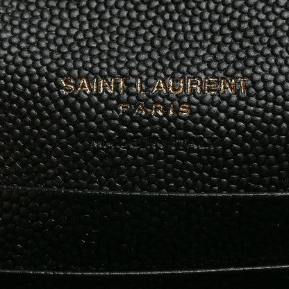 Saint Laurent Grain De Poudre Textured Mixed Matelasse Triquilt Small Monogram Envelope Wallet Black 6 of 6