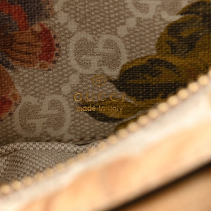 Gucci GG Supreme Monogram Water Flora Web Mini Ophidia Half Moon Hobo Beige White Multicolor 7 of 11