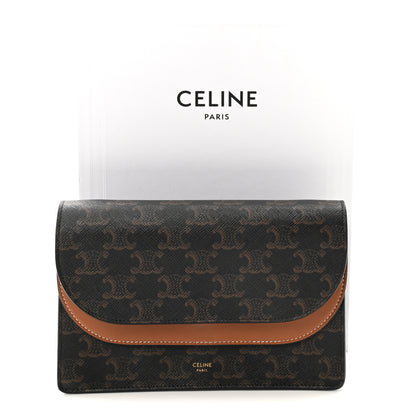 Celine Triomphe Canvas Lambskin Wallet On Strap Tan 11 of 11