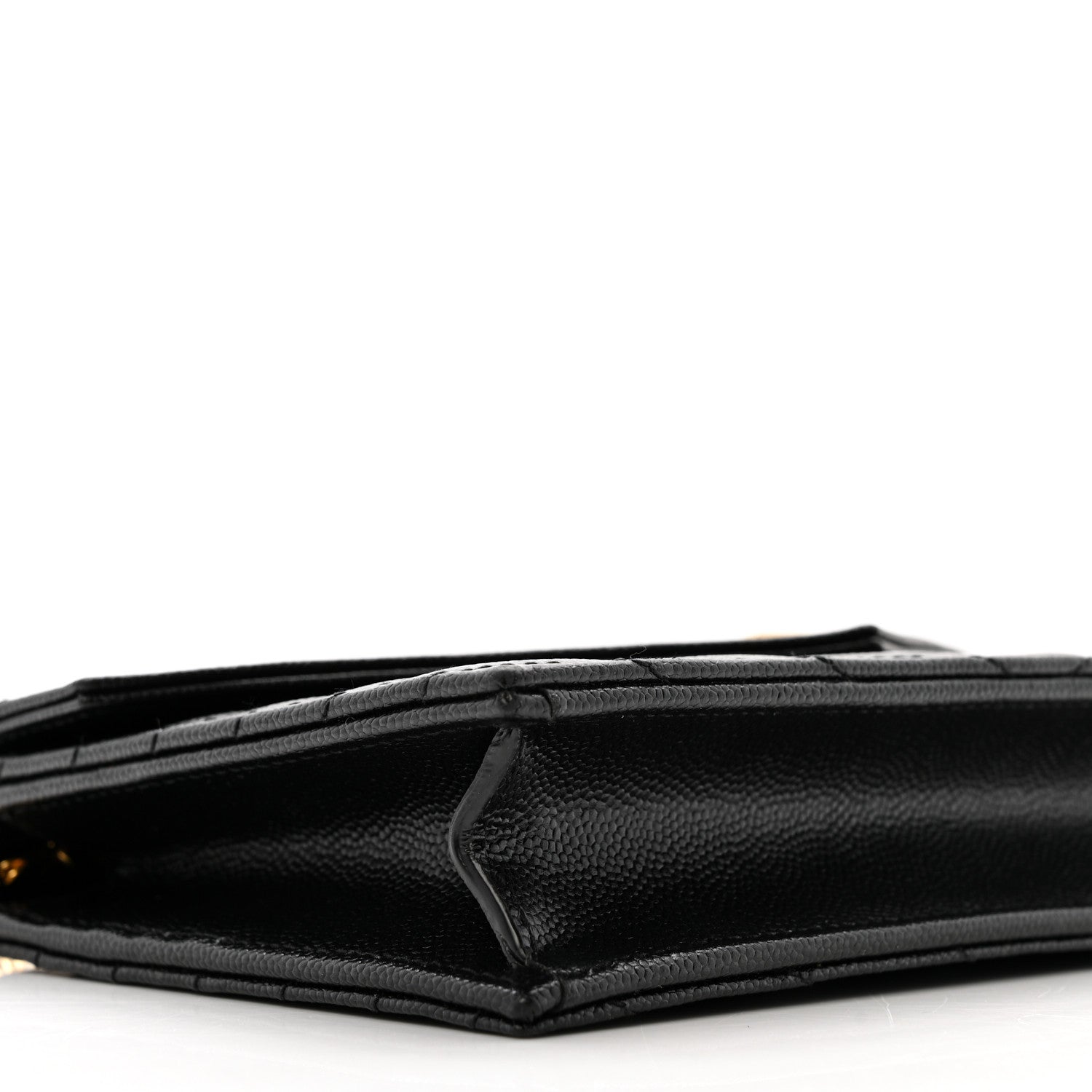 Saint Laurent Grain De Poudre Matelasse Chevron Monogram Envelope Chain Wallet Black 9 of 11