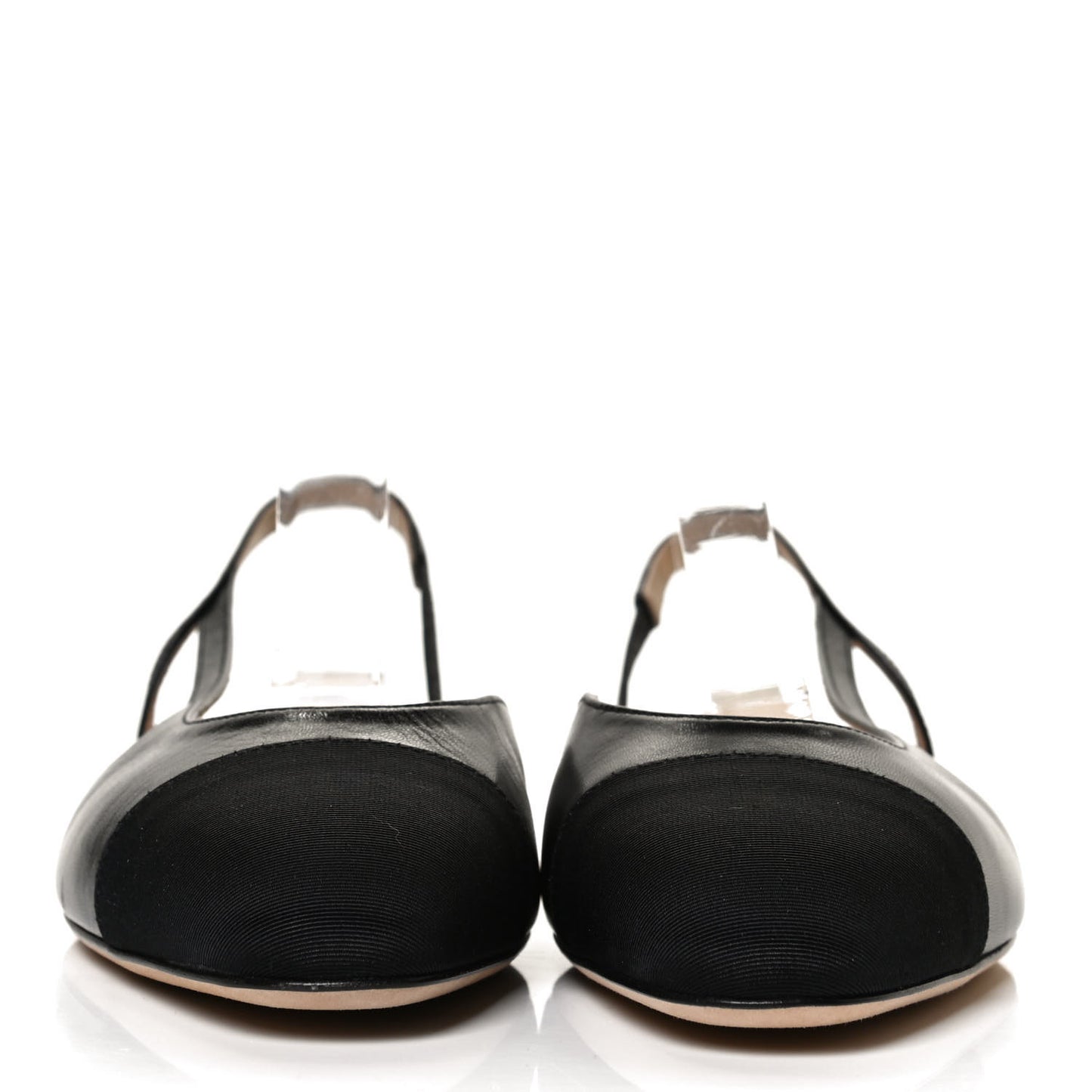 Goatskin Grograin Cap Toe CC Slingback 36.5 Black