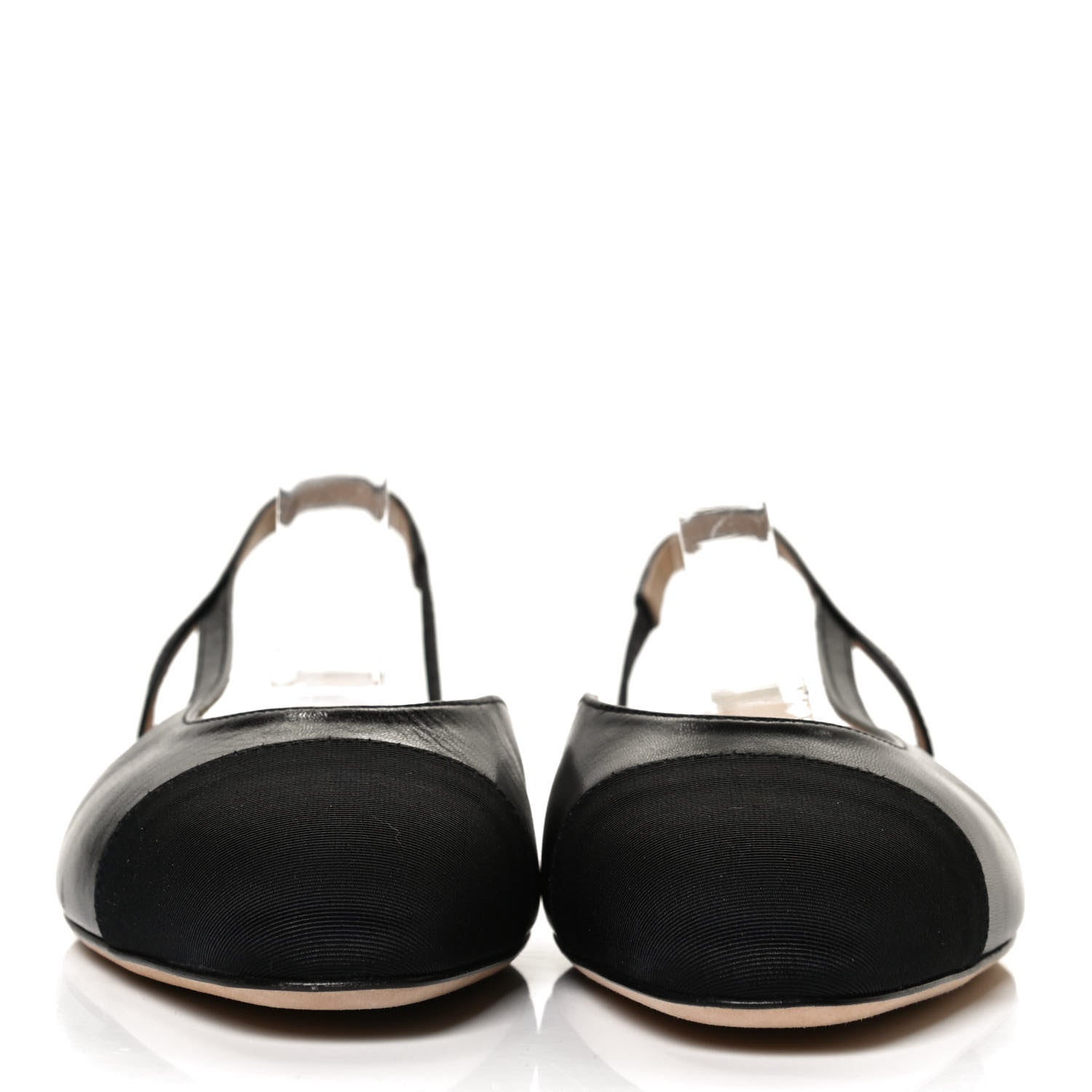 Chanel Goatskin Grograin Cap Toe CC Slingback 36.5 Black 2 of 9