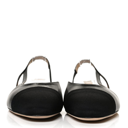 Chanel Goatskin Grograin Cap Toe CC Slingback 36.5 Black 2 of 9