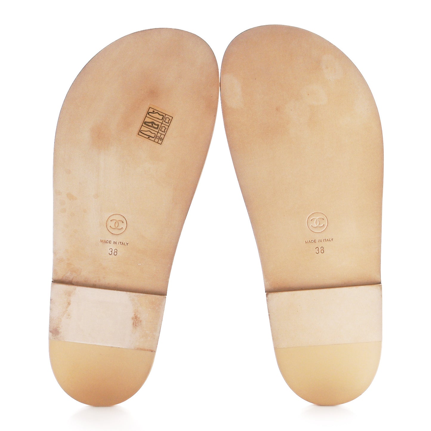 Lambskin Quilted Velcro Dad Chain CC Slide Sandals 38 Beige