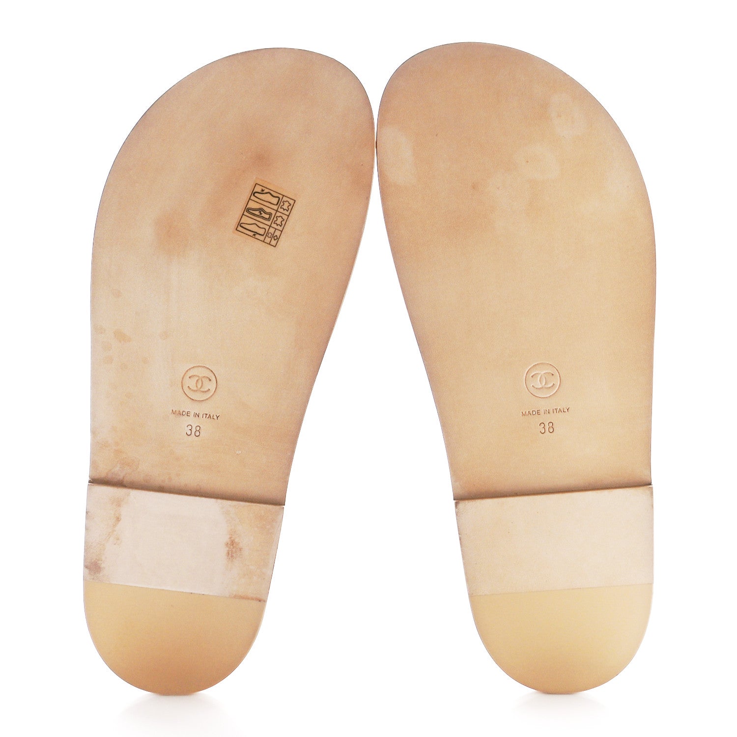 Chanel Lambskin Quilted Velcro Dad Chain CC Slide Sandals 38 Beige 5 of 10