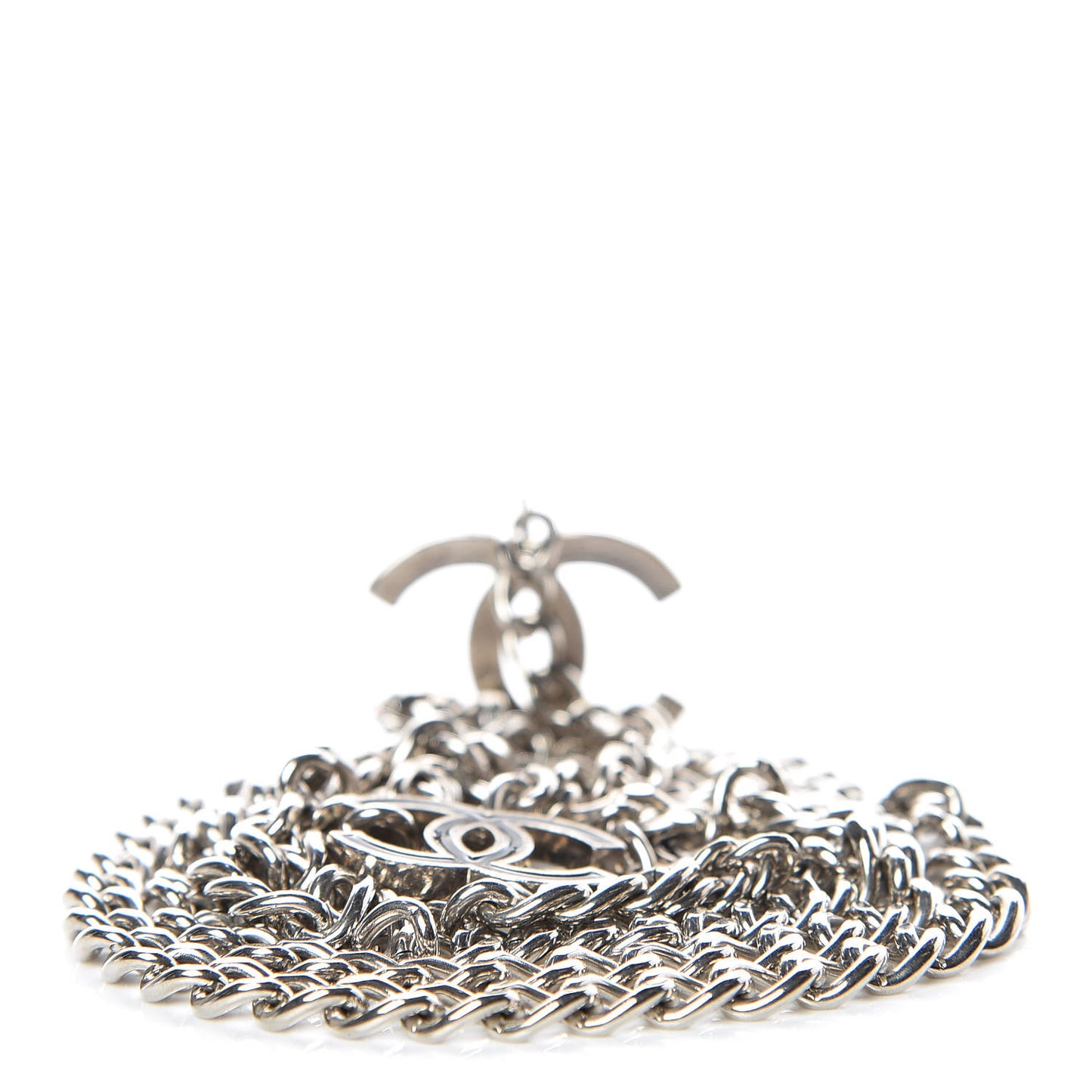 Enamel Chain Belt Silver Black