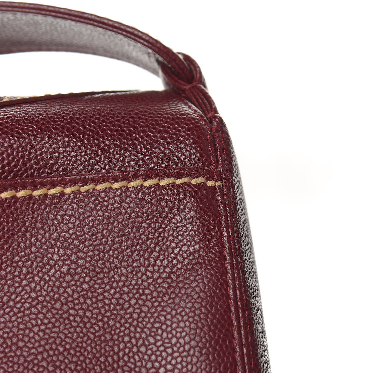 Chanel Caviar CC Stitched Medium Flap Shoulder Bag Burgundy 12 of 15