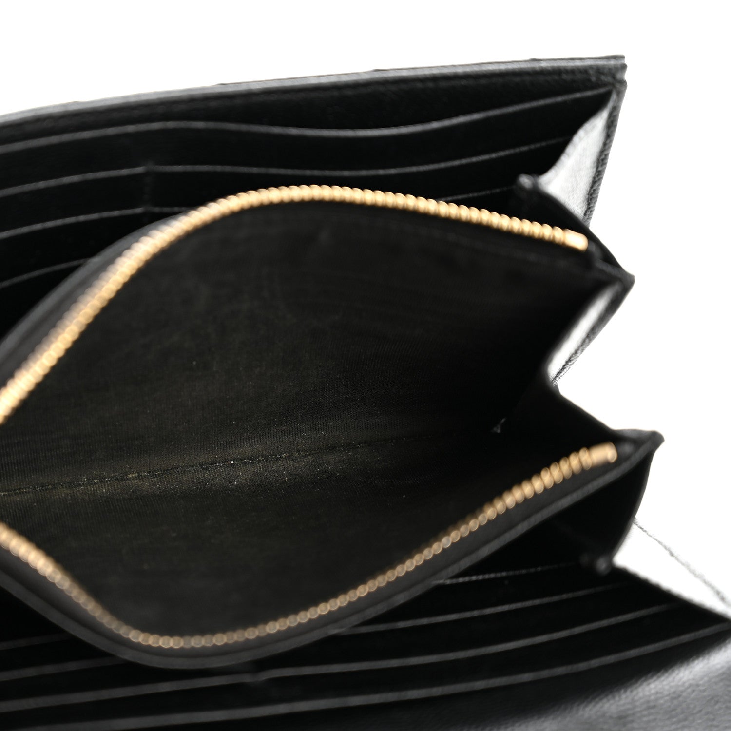 Saint Laurent Grain De Poudre Matelasse Chevron Monogram Flap Wallet Black 8 of 13
