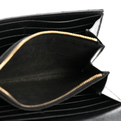 Saint Laurent Grain De Poudre Matelasse Chevron Monogram Flap Wallet Black 8 of 13
