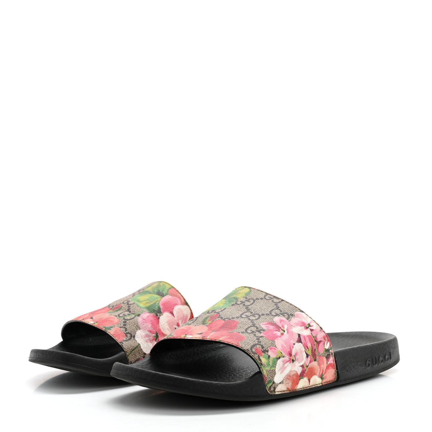 GG Supreme Monogram Blooms Slide Sandals 39 Beige Multicolor