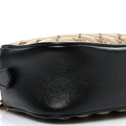 Gucci Monogram Matelasse Diagonal Small GG Marmont Chain Shoulder Bag Beige Black 9 of 11