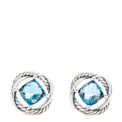 David Yurman Sterling Silver Blue Topaz 7mm Infinity Earrings 1 of 4