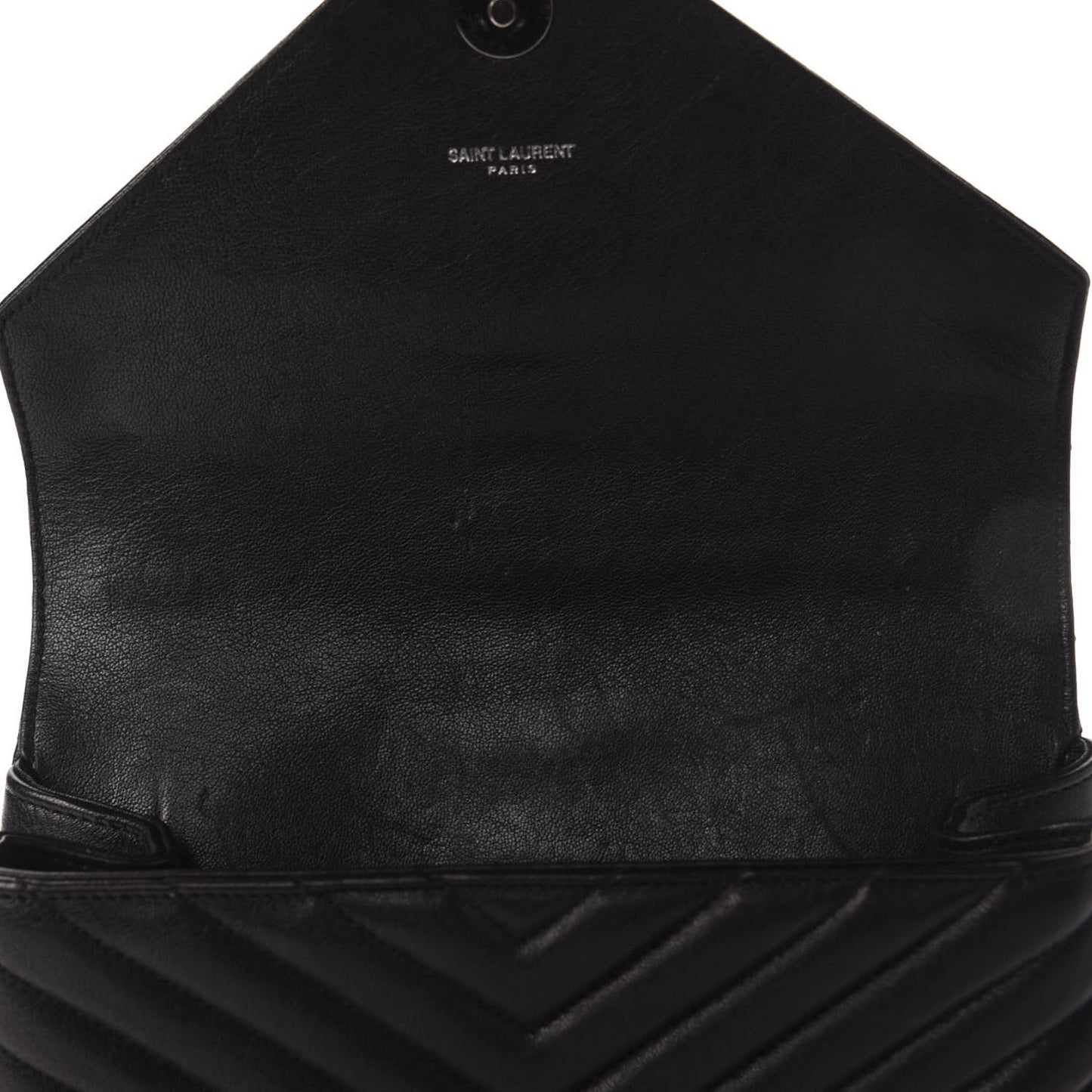 Sheepskin Matelasse Chevron Monogram Medium College Bag Black