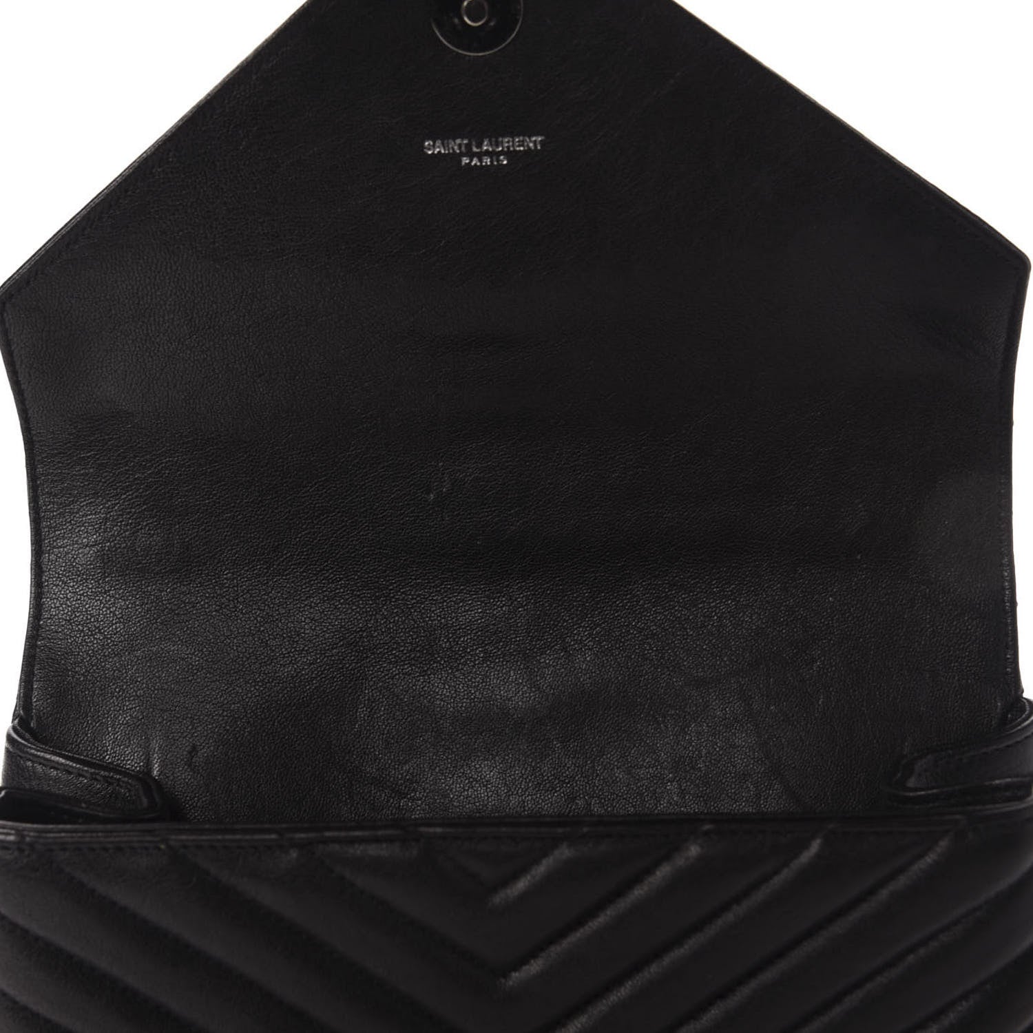 Saint Laurent Sheepskin Matelasse Chevron Monogram Medium College Bag Black 11 of 14