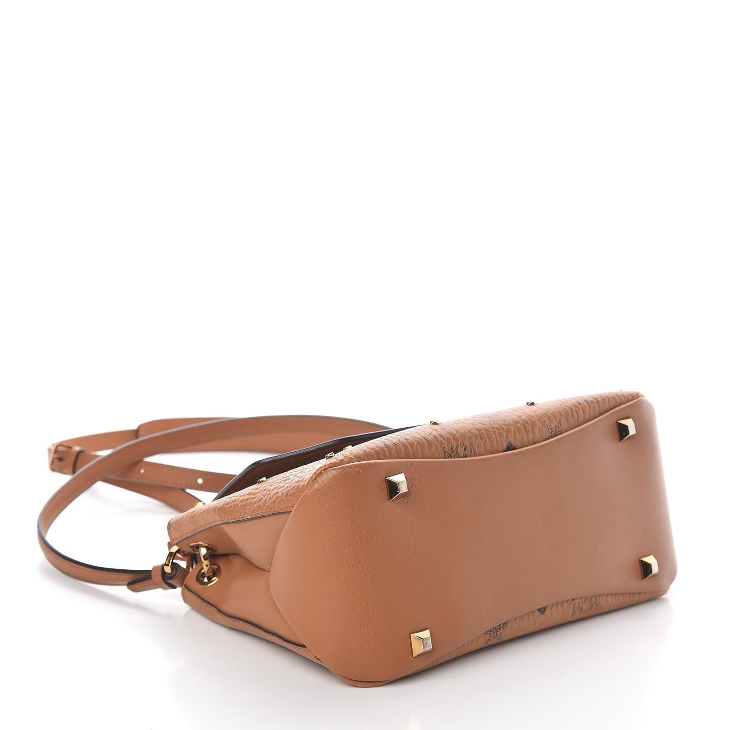 Visetos Studded Flap Shoulder Bag Cognac