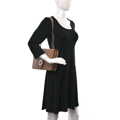 Gucci Dollar Calfskin Interlocking G Shoulder Bag Camelia 2 of 9