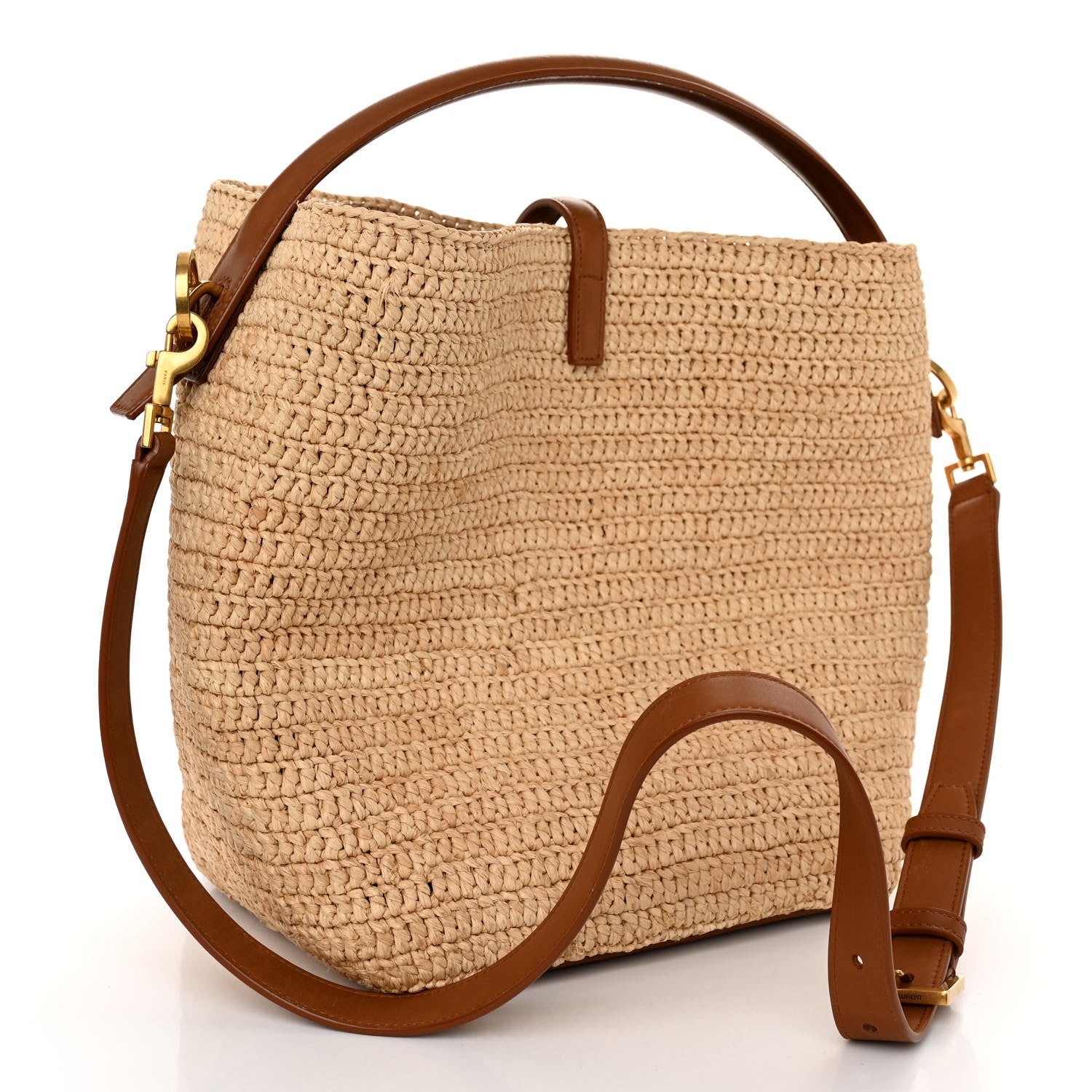 Saint Laurent Raffia Vegetable Le 37 Bucket Bag Naturel Brick 4 of 9