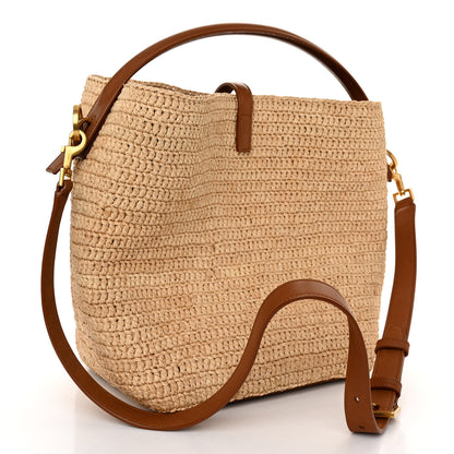 Saint Laurent Raffia Vegetable Le 37 Bucket Bag Naturel Brick 4 of 9