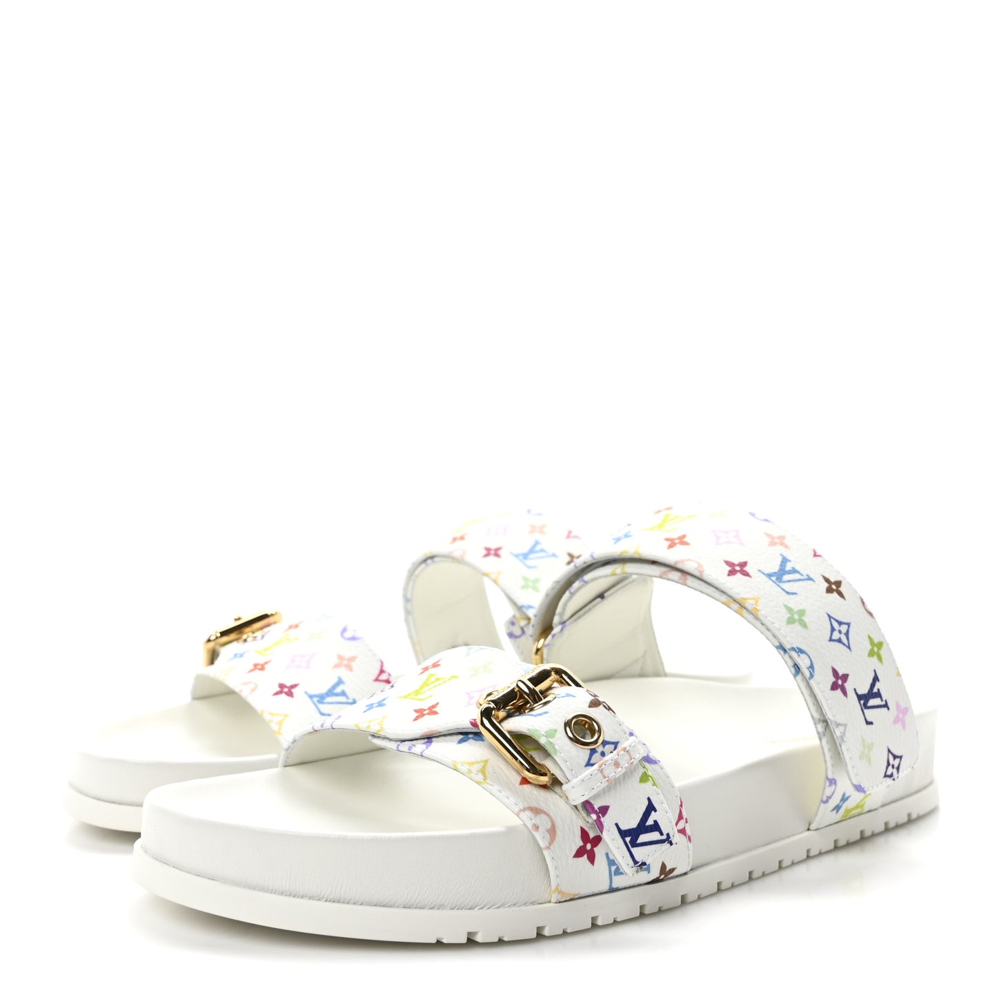 LV X TM Monogram Multicolor Bom Dia Comfort Mule Sandals 39.5 White
