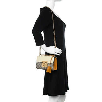 Gucci GG Supreme Monogram Calfskin Small Padlock Shoulder Bag Beige Mystic White Sun Oil 2 of 9