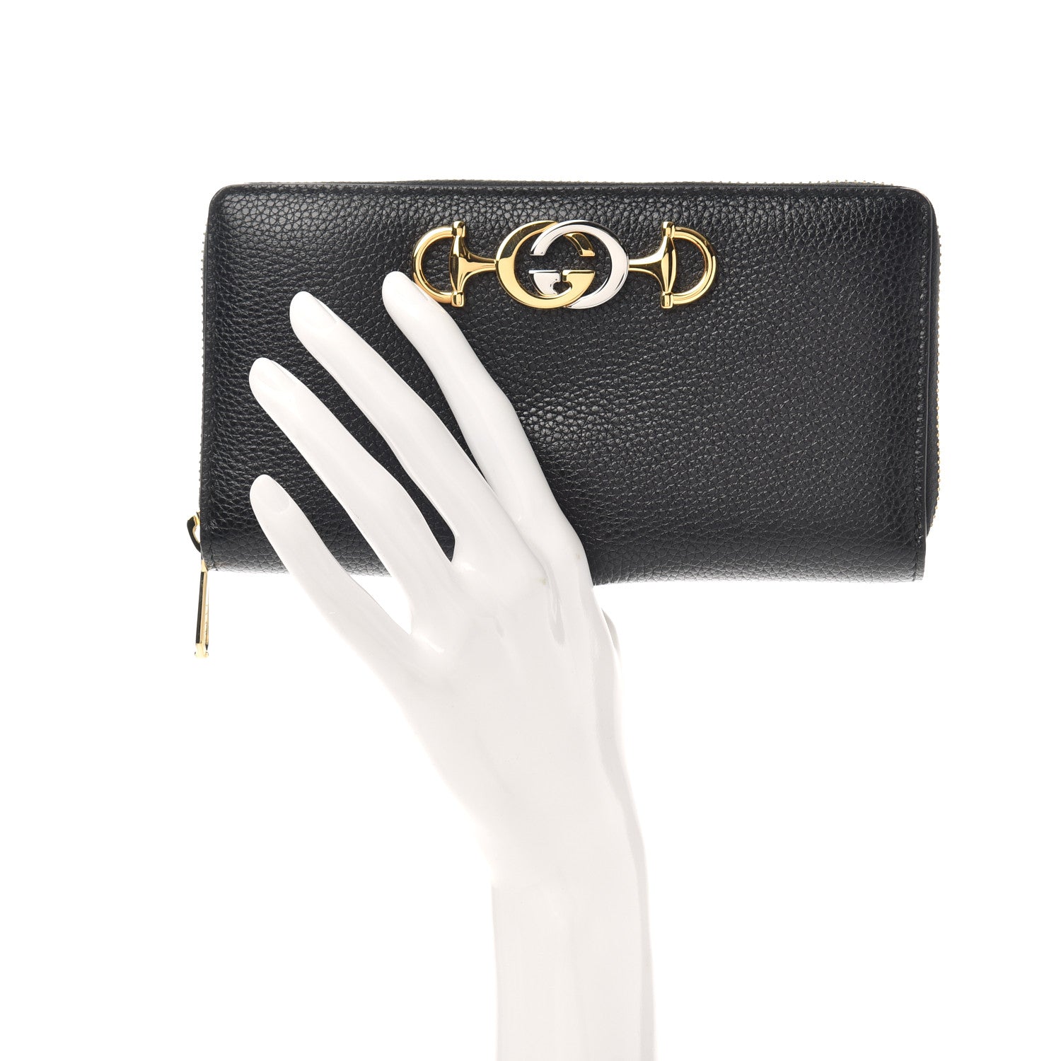 Gucci Grainy Calfskin Zumi Zip Around Wallet Black 2 of 6