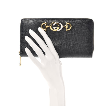 Gucci Grainy Calfskin Zumi Zip Around Wallet Black 2 of 6
