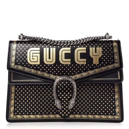 Gucci X SEGA Calfskin GUCCY Stars Medium Dionysus Shoulder Bag Black Gold 1 of 8