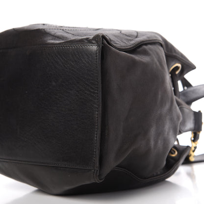 Chanel Lambskin CC Stitched Drawstring Bucket Bag Black 7 of 9