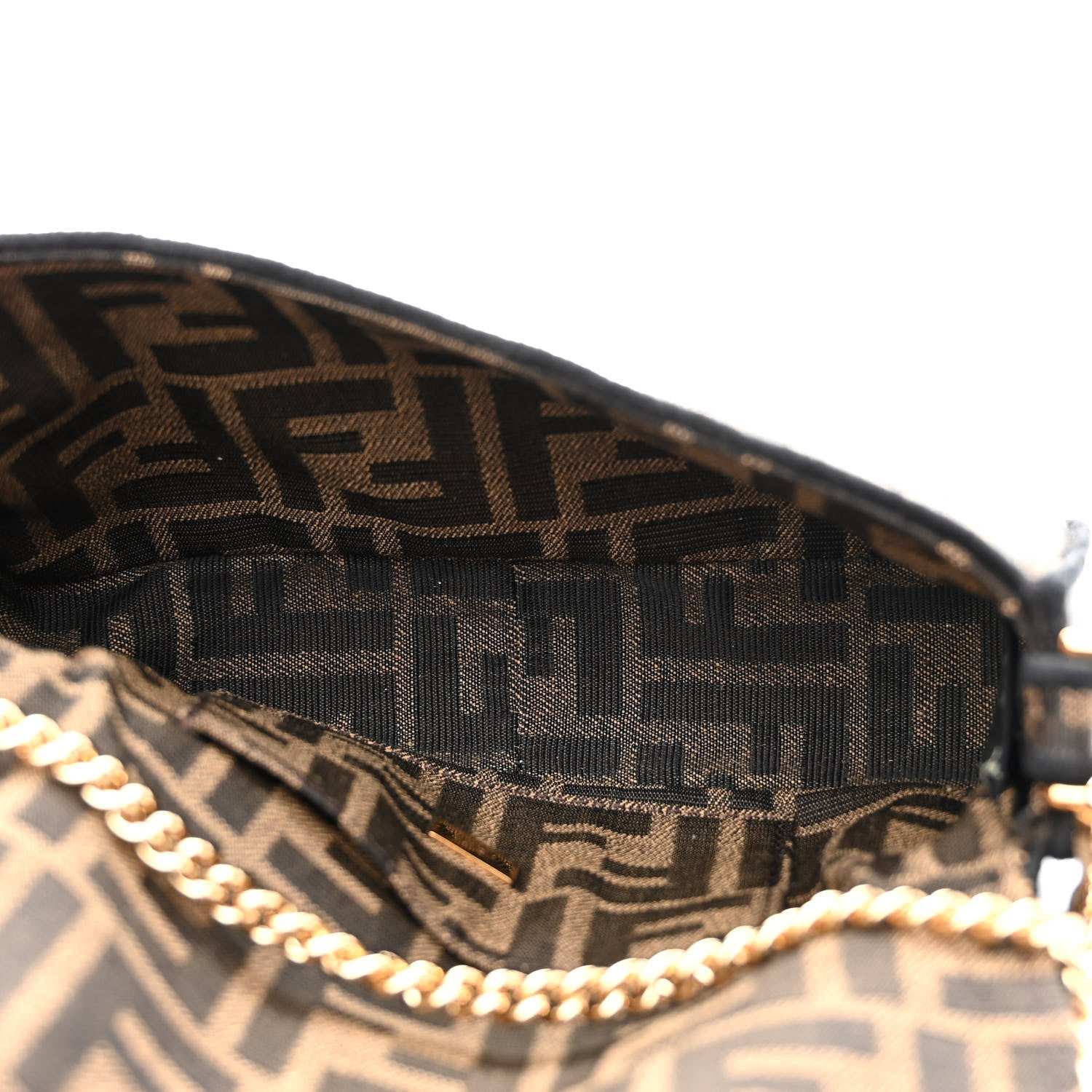 Fendi Fabric Jacquard FF 1974 Mini Baguette Tobacco Moro Black 5 of 11