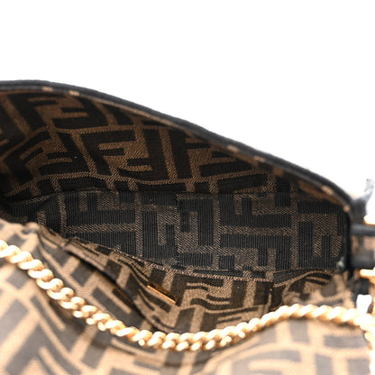 Fendi Fabric Jacquard FF 1974 Mini Baguette Tobacco Moro Black 5 of 11