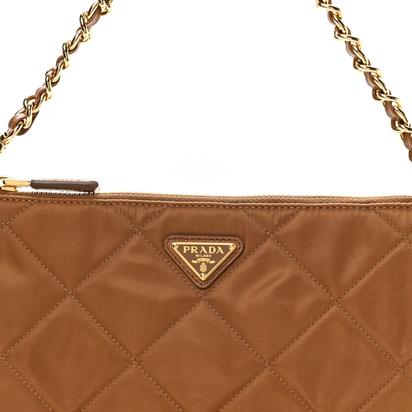 Re-Nylon Tessuto Impuntu Quilted Re-Edition 1995 Chaine Pouch Brandy