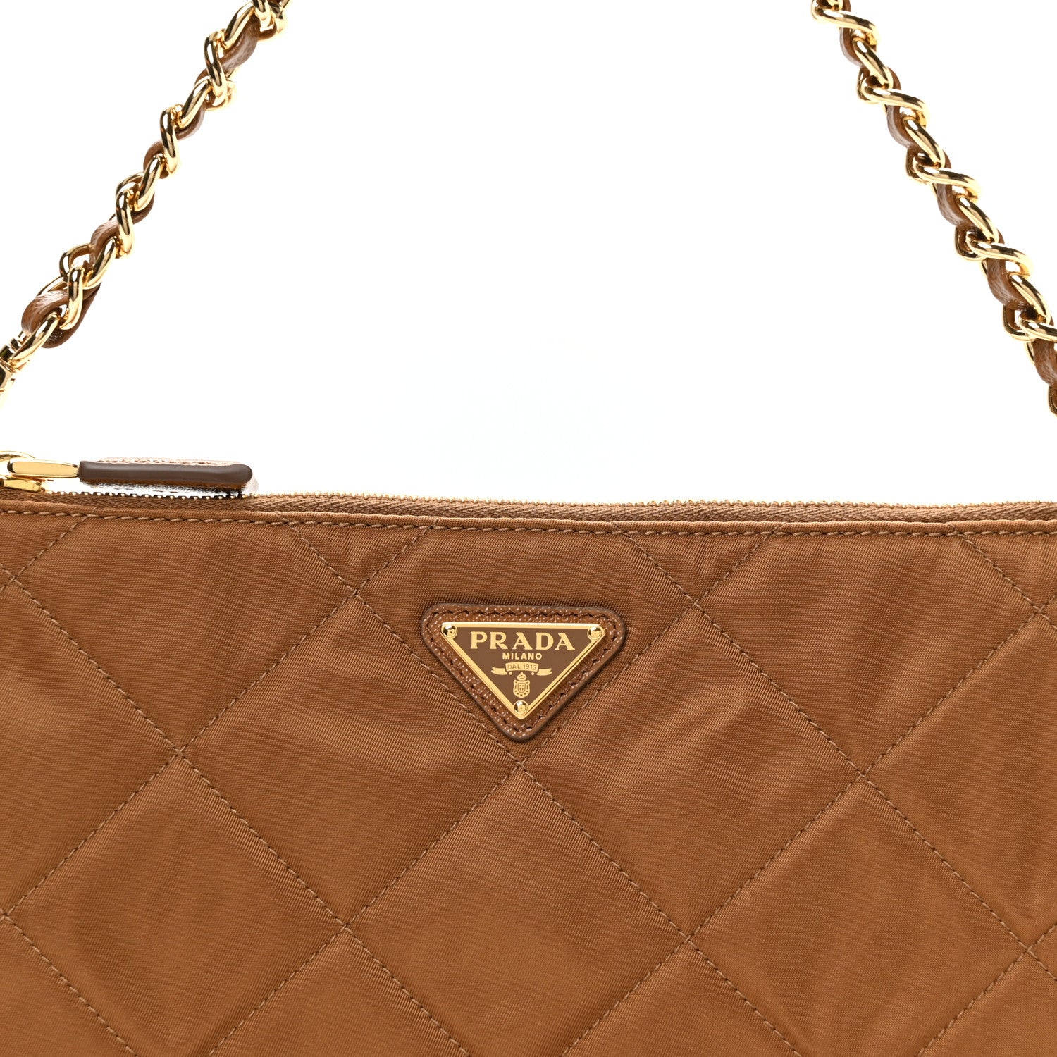 Prada Re-Nylon Tessuto Impuntu Quilted Re-Edition 1995 Chaine Pouch Brandy 8 of 11
