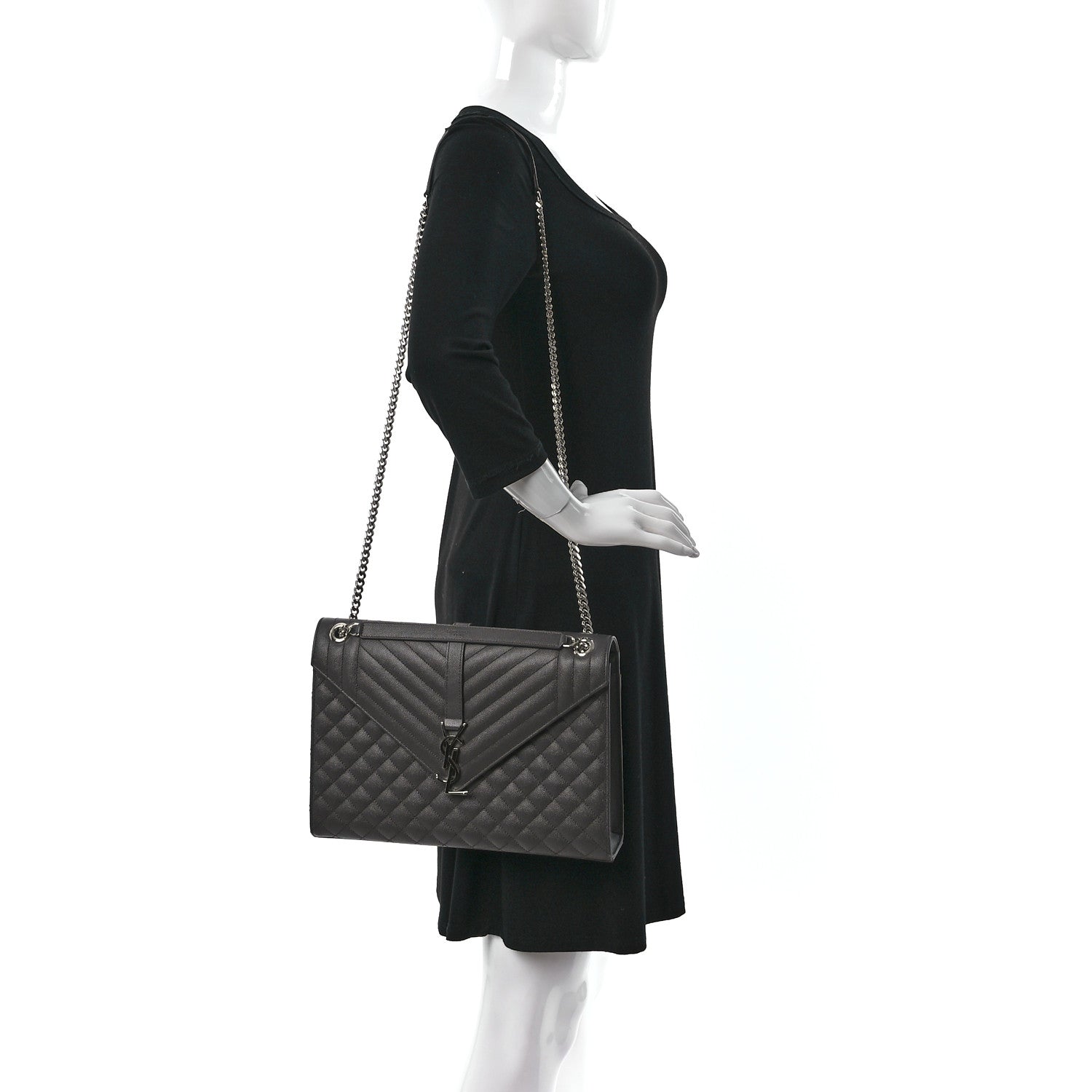 Saint Laurent Grain De Poudre Textured Mixed Matelasse Large Triquilt Monogram Satchel Earth 2 of 13