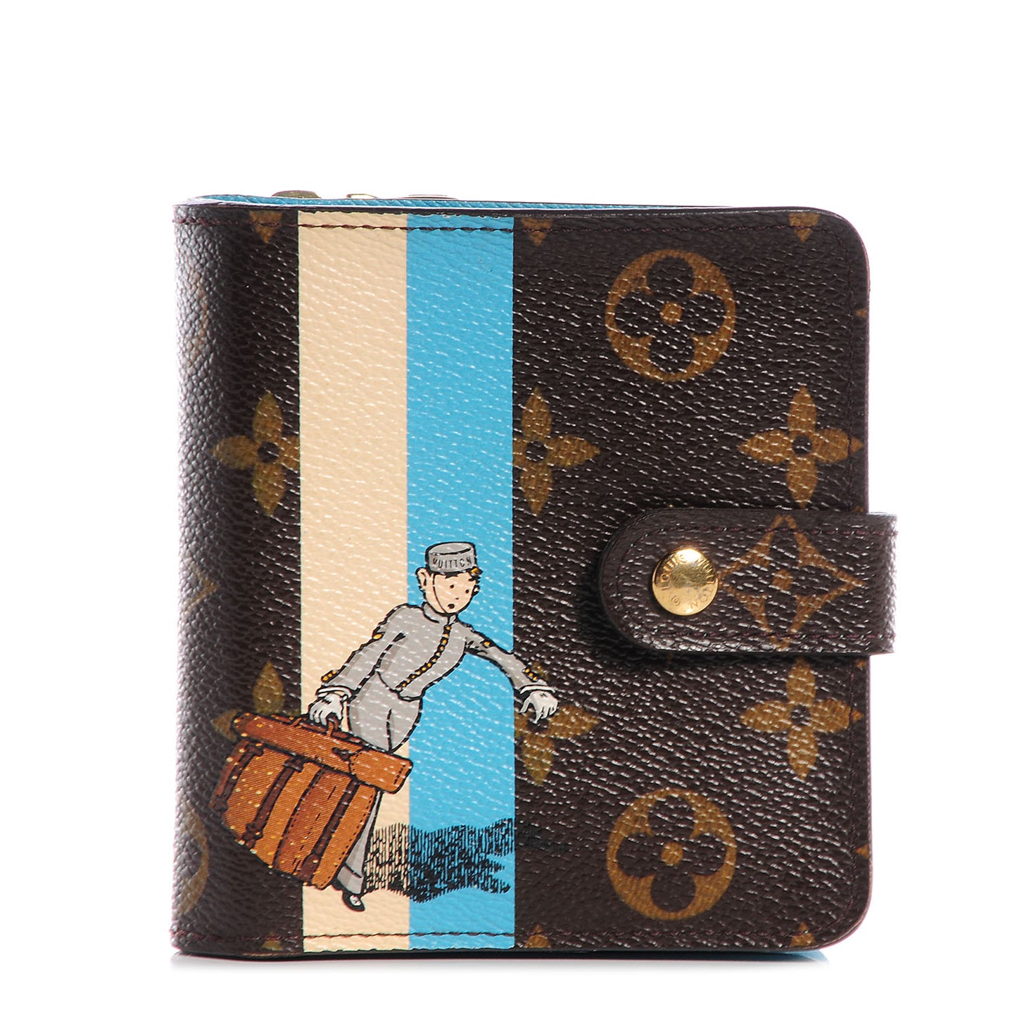 Monogram Groom Compact Zip Wallet Blue