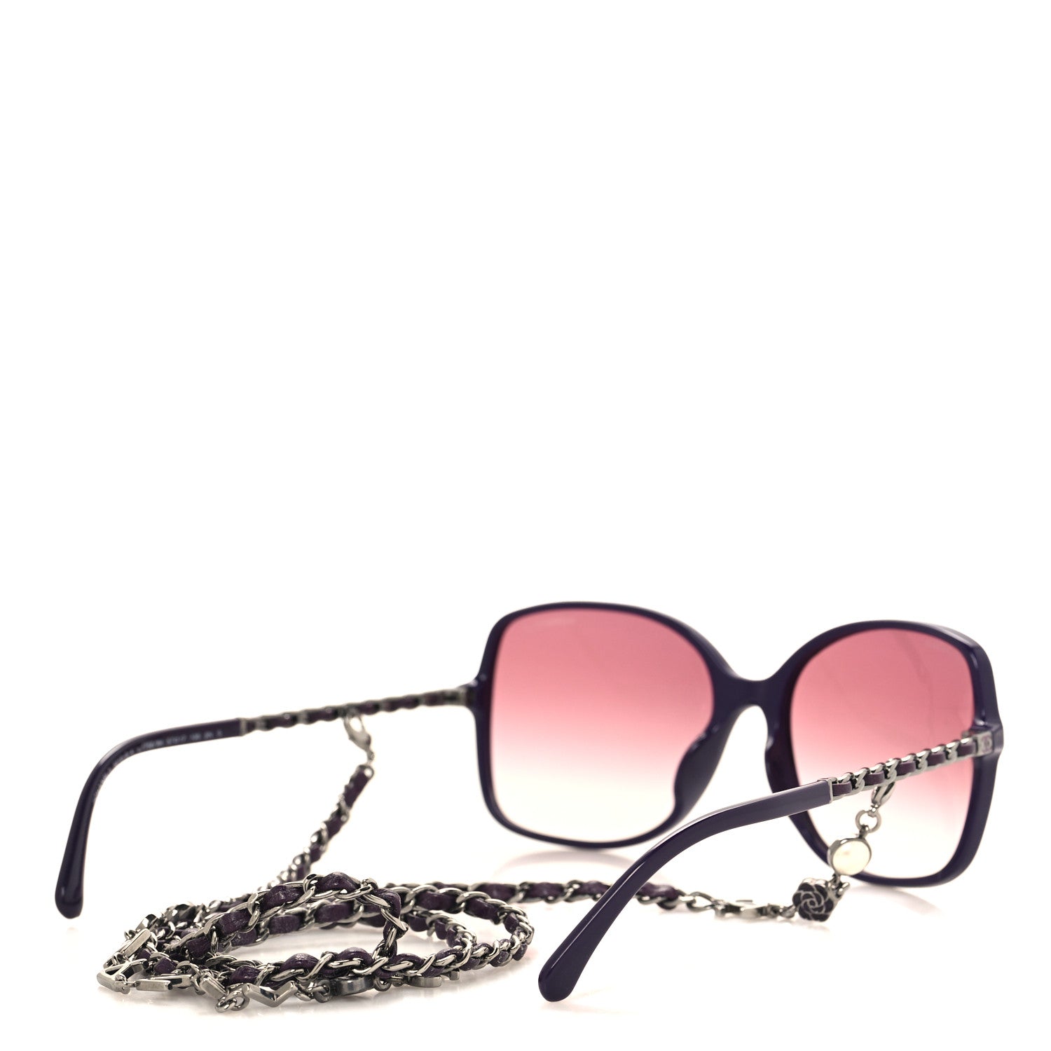 Chanel Acetate Metal Lambskin Square Chain Sunglasses 5210-Q-A Purple 4 of 9