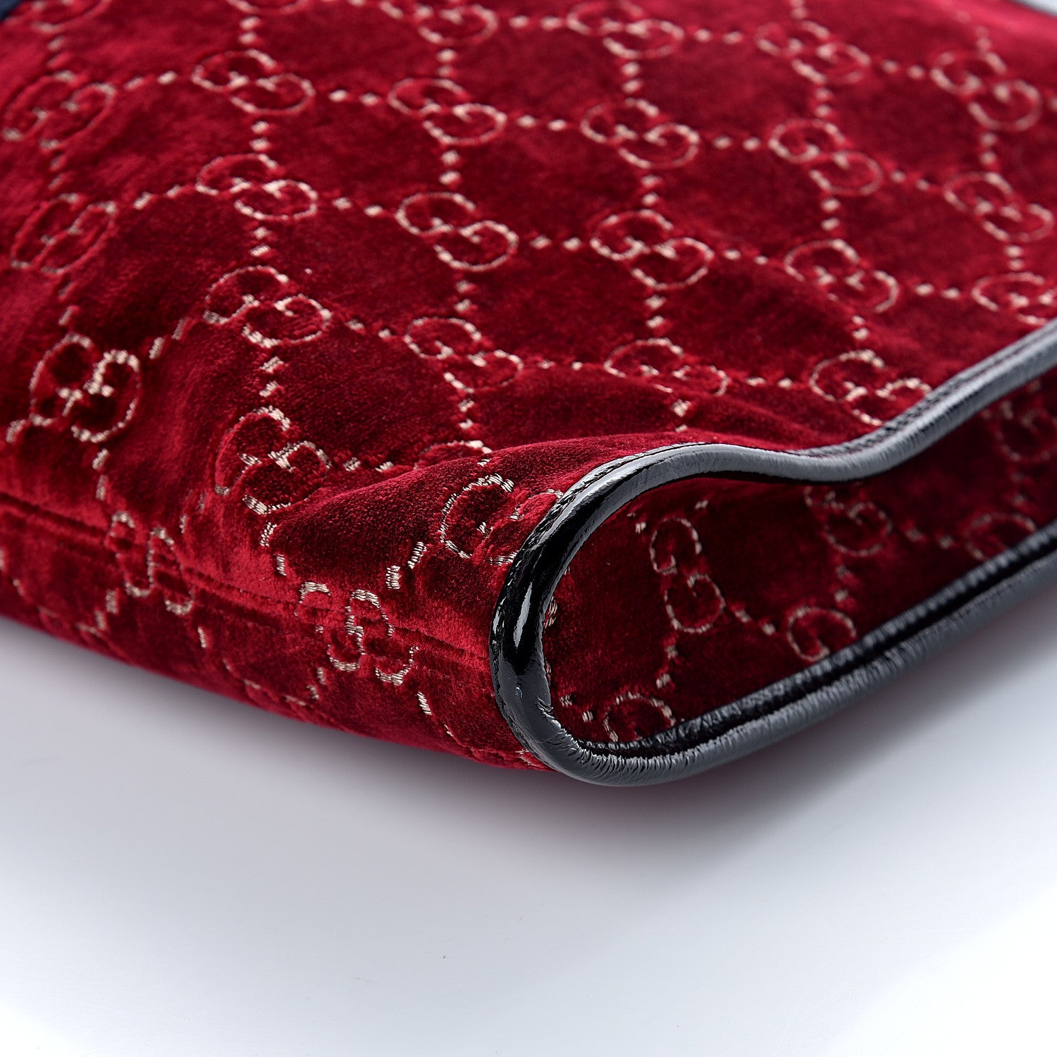 Gucci Velvet GG Monogram Large Rajah Chain Tote Red Cipria Black 8 of 8