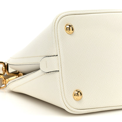 Prada Saffiano Cuir Small Matinee Tote White Black 9 of 11