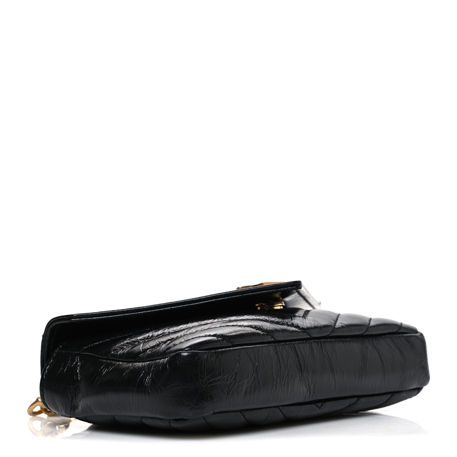 Saint Laurent Shiny Calfskin Matelasse Chevron Monogram Mini College Bag Black 4 of 10