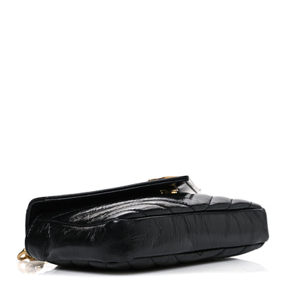 Saint Laurent Shiny Calfskin Matelasse Chevron Monogram Mini College Bag Black 4 of 10