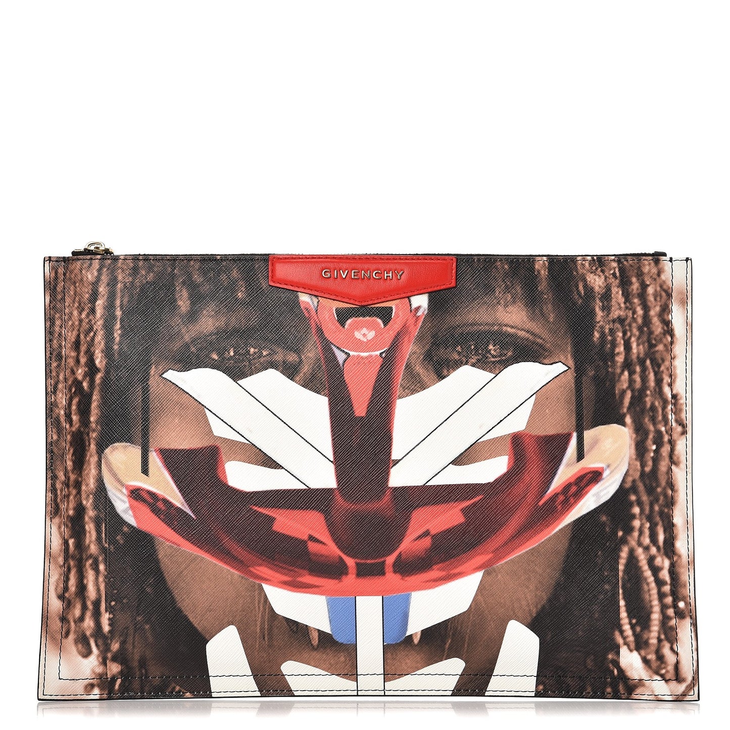 Coated Canvas Tribal Girl Print Large Antigona Pouch